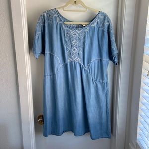 Denim embroidered dress
